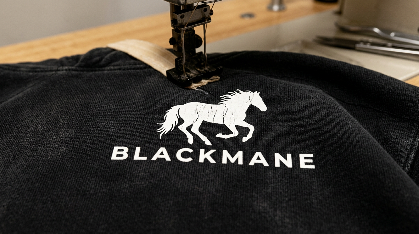 Chest mark — chainstitched horse & wordmark